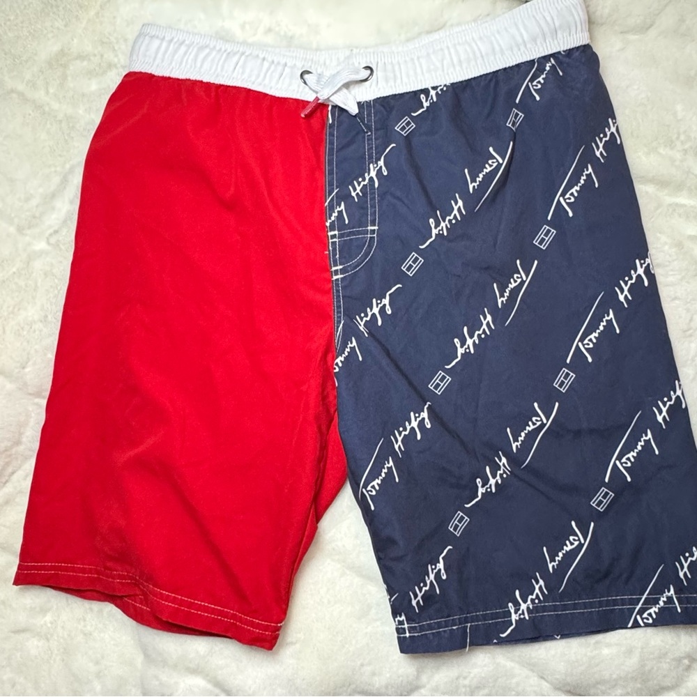 Tommy Hilfiger Red and Blue Board Shorts Swimwear